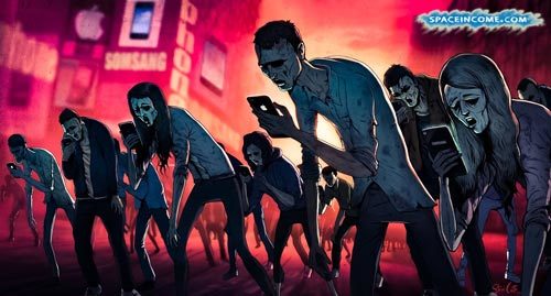 Люди-зомби уткнувшиеся в телефоны
